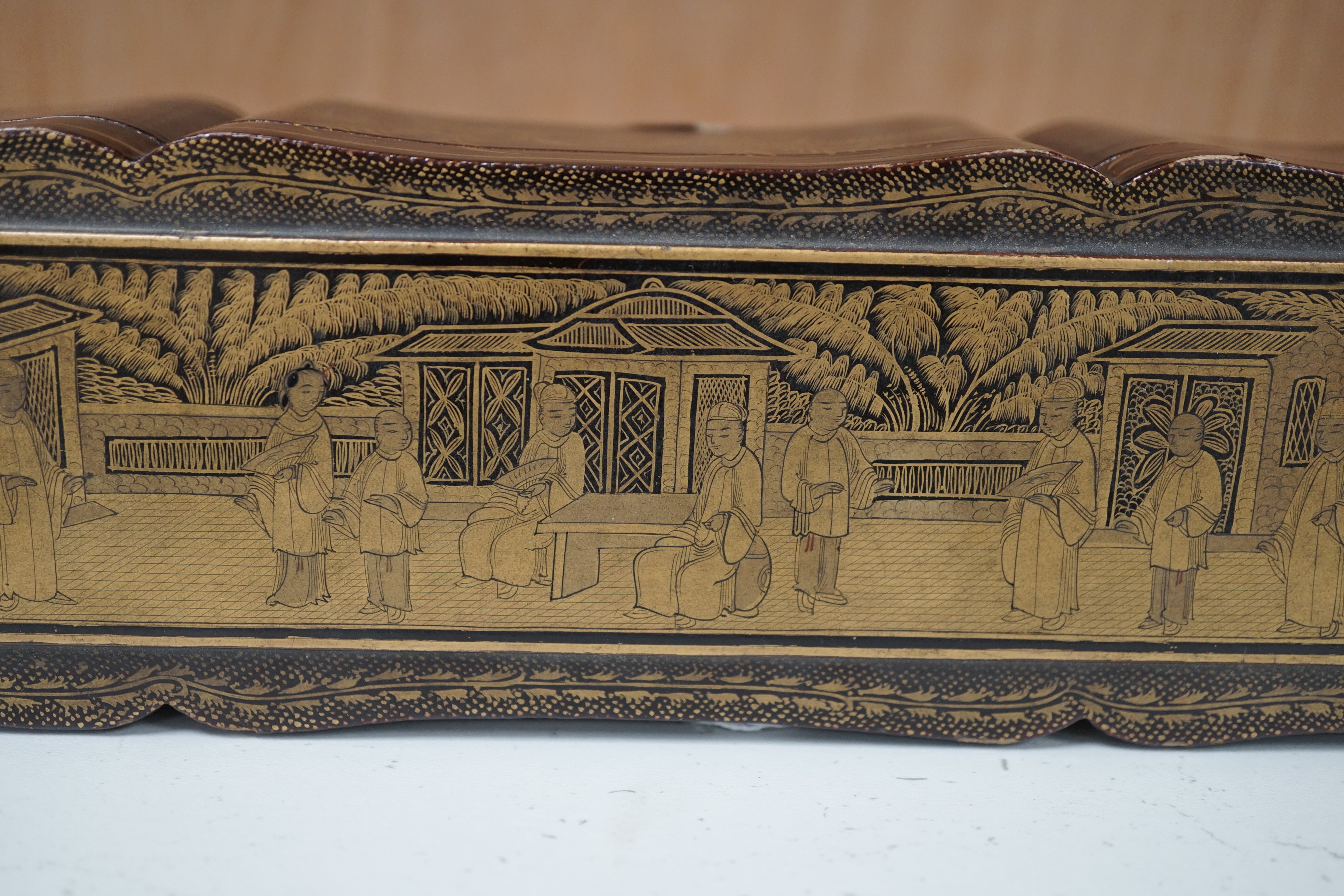 A 19th century Chinese export lacquer fan case, 40.5cm